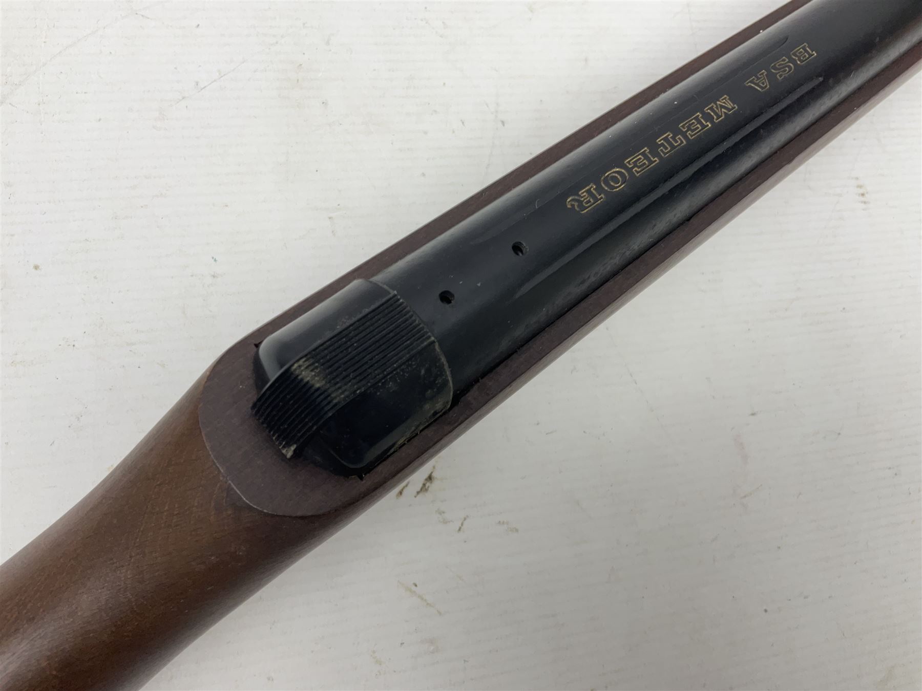 BSA Meteor .22 cal. air rifle with break-barrel action, serial no.TH80547, L106.5cm overall; in original box with accessories. NB: AGE RESTRICTIONS APPLY TO THE PURCHASE OF AIR WEAPONS.