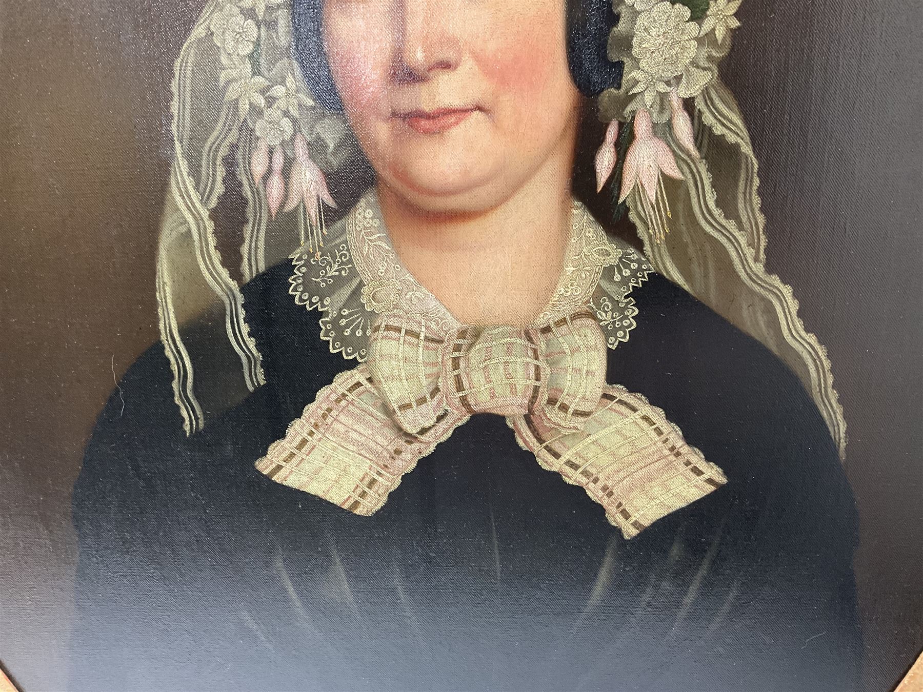 Mrs Richard Hardey (Hannah Maria Hudson) (Hull 1815-1865): George Earle (1782-1863) and Mary Foster - Half Length Portraits, pair oval oils on canvas, the latter signed and dated 1854 verso 74cm x 62cm (2) 

Notes: Hannah Maria Hudson, daughter of Wesleyan Minister Revd. Benjamin Brook Hudson and his wife Hannah, was born in Dumfries in 1815, but soon moved to Barrow upon Humber where her father was a minister. She married Mr Richard Hardey (1816-1889) on 23rd April 1840 and the couple moved to Hull. Hannah worked as a talented, if relatively unknown, portrait painter, working under the name of 'Mrs Richard Hardey'. Sadly, Hannah developed breast cancer and died in January 1865, while Richard went on to work as a successful portrait photographer. 

George Earle Jnr was the son of George Earle Snr (1748-1827), who migrated to Hull c.1777 and established himself as a stonemason, architect and speculative builder, and Mary Hargrave, daughter of stone mason and carver-gilder, Jeremiah Hargrave. George Jnr. married Mary Foster at St Mary's Church, Sculcoates on 19th February 1811, and, alongside his brother Thomas, established a business as Hull merchants who were, for a time, the town's leading importers of slate, stone, and Italian marble. In the 1851 census, he is listed as a 'Merchant, Ship Owner & Cement Manufacturer'. George Jnr's nephews Charles Foster Earle (1819-1870) and William Joel Earle (1824-1871) would go on to found C and W Earle (Earle's Shipbuilding) in 1845, having bought the Junction Foundry from James Livingston who built the first iron steam packet in 1831.