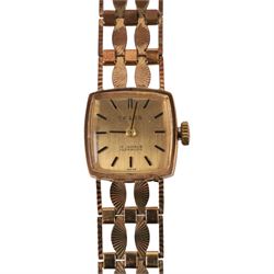 Talis ladies 9ct gold manual wind wristwatch, on integral 9ct gold bracelet, Birmingham 1978