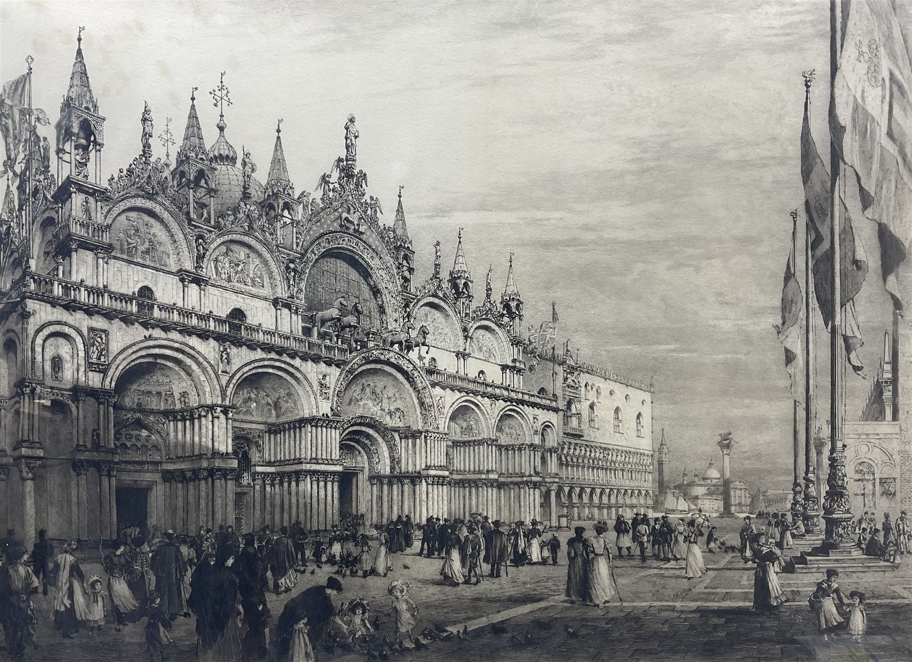 Axel Herman Haig (Swedish 1835-1921): 'Exterior of St Mark's - Venice', large etching signed in pencil, first and only state, titled on original label verso 58cm x 81cm. 