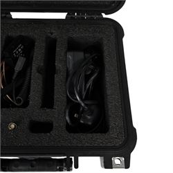 SmallHD 502 5 inch monitor, with sun hood, SmallRig magic arm and associated cables including two dummy batteries, two SDI cables, three batteries and charger, contained within a Peli 1400 case