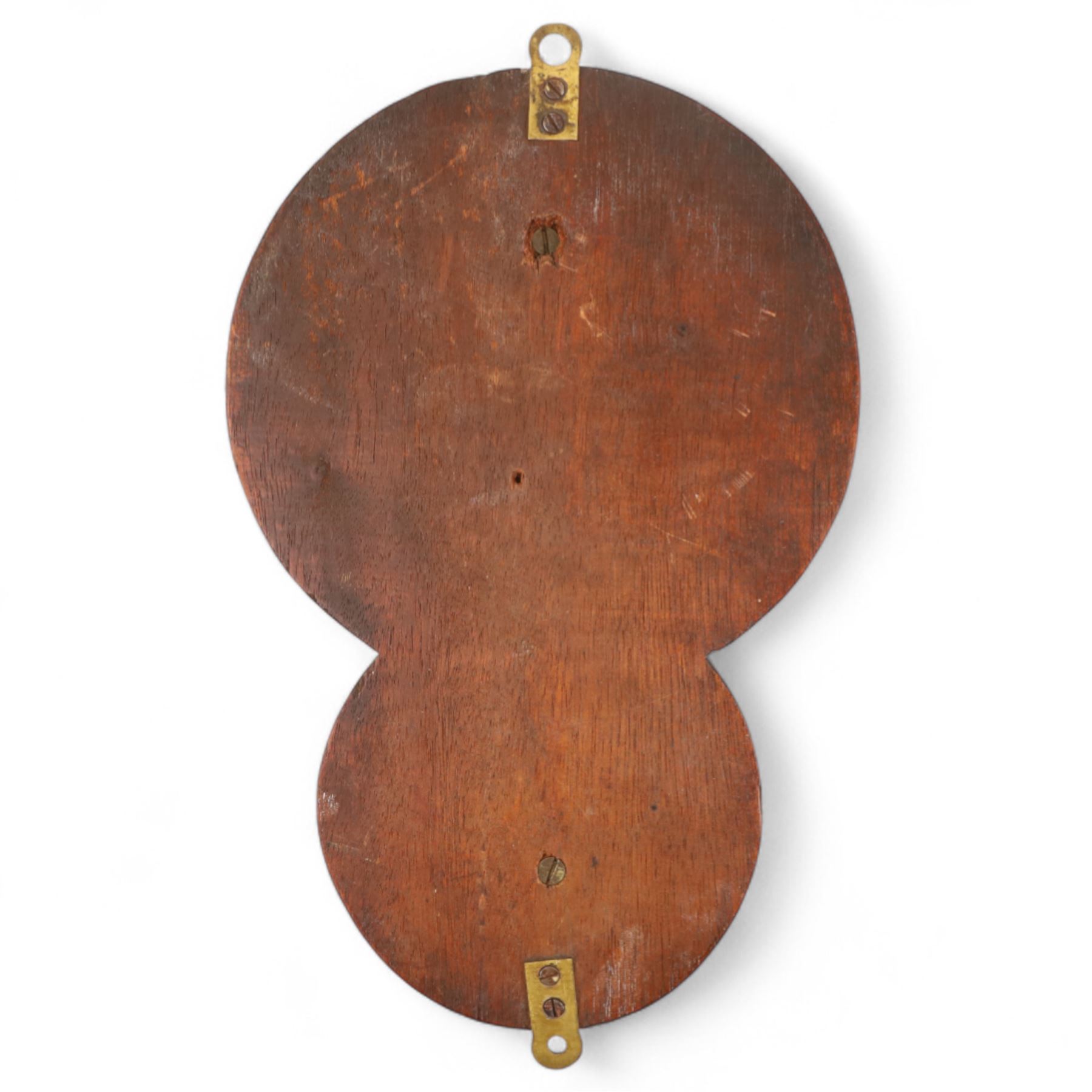 Seth Thomas U.S.A. Ships clock, circa1890, silvered dial with Roman numerals, steel spade hands and subsidiary seconds dial, with a circular alloy drum case mounted on a wooden plaque