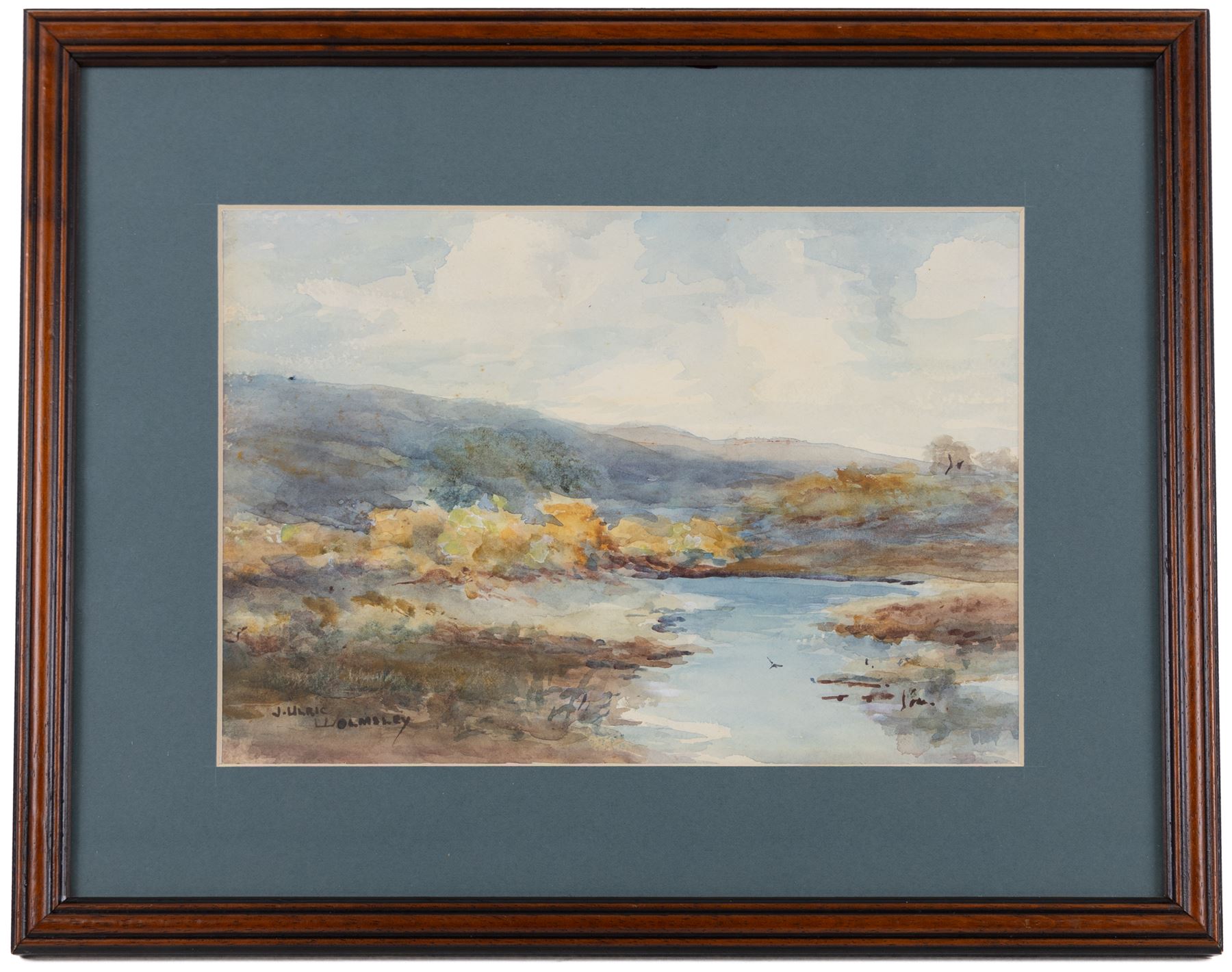 James Ulric Walmsley (British 1860-1954): House on the Lakeside and Moors Landscape, two watercolours  signed, 19cm x 28cm and 18.5cm x 26cm (2)