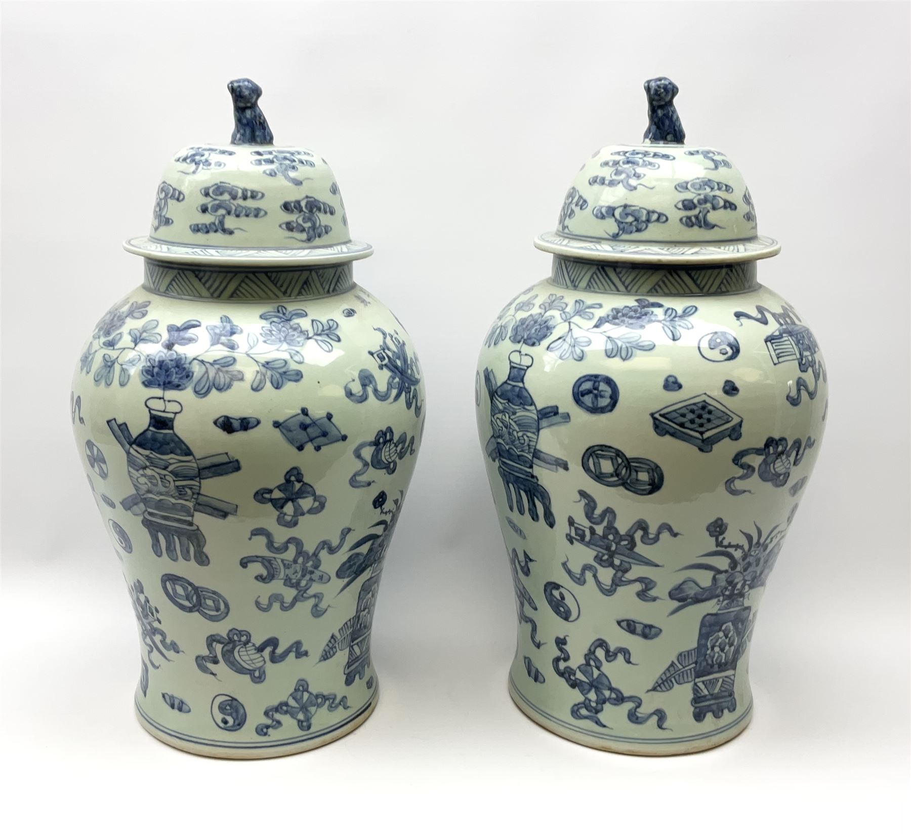 A Chinese Blue and White Porcelain Baluster Form Vase with Cover A Chinese Blue and White Porcelain Baluster Form Vase with Cover