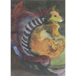 Zdzislaw Ruszkowski (Polish 1907-1991): Dog Seated, watercolour signed, inscribed and dated 1973 verso 22cm x 16cm 