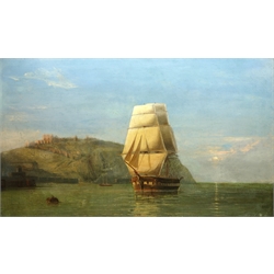  Circle of Henry Redmore (British 1820-1887): Sailing Ship at Anchor off Dover, oil on canvas unsigned 75cm x 126cm  