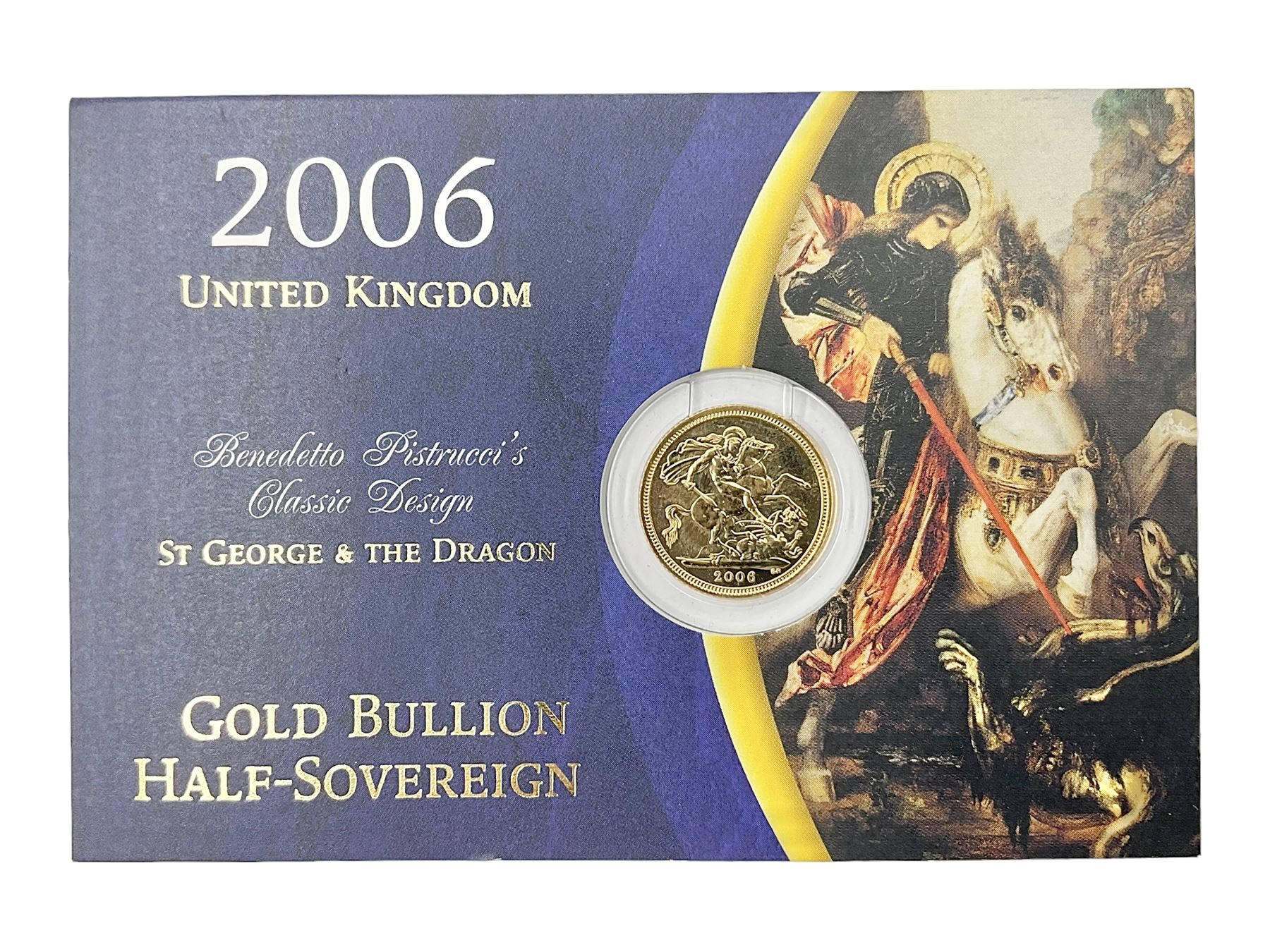 Queen Elizabeth II 2006 gold half sovereign coin, on card