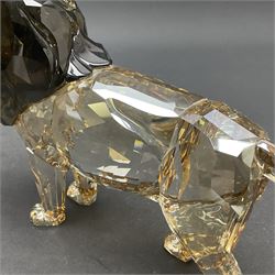 Swarovski Crystal lion, Akili, together with small Swarovski Crystal plaque with lion silhouette, H13cm