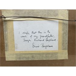 Joseph Richard Bagshawe (Staithes Group 1870-1909): Boats in Calm Waters, watercolour unsigned, authenticated by the artist's granddaughter Susie on label verso 15cm x 21cm