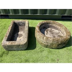 Pair of rectangular and circular stone troughs - THIS LOT IS TO BE COLLECTED BY APPOINTMENT FROM DUGGLEBY STORAGE, GREAT HILL, EASTFIELD, SCARBOROUGH, YO11 3TX