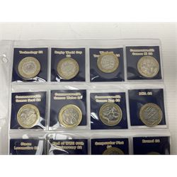 Mostly United Kingdom Queen Elizabeth II commemorative two pound  coins, including 2017 'Jane Austen', 2018 'Sea King', 2018 'Vulcan' etc face value of UK coins approximately 98 GBP