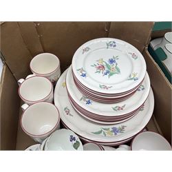 St Michael Rosemarie pattern tea and dinnerwares, to include five dinner plates, eight bowls, four mugs, six small plates etc, together with other tea and dinner wares, and some flatware, three boxes