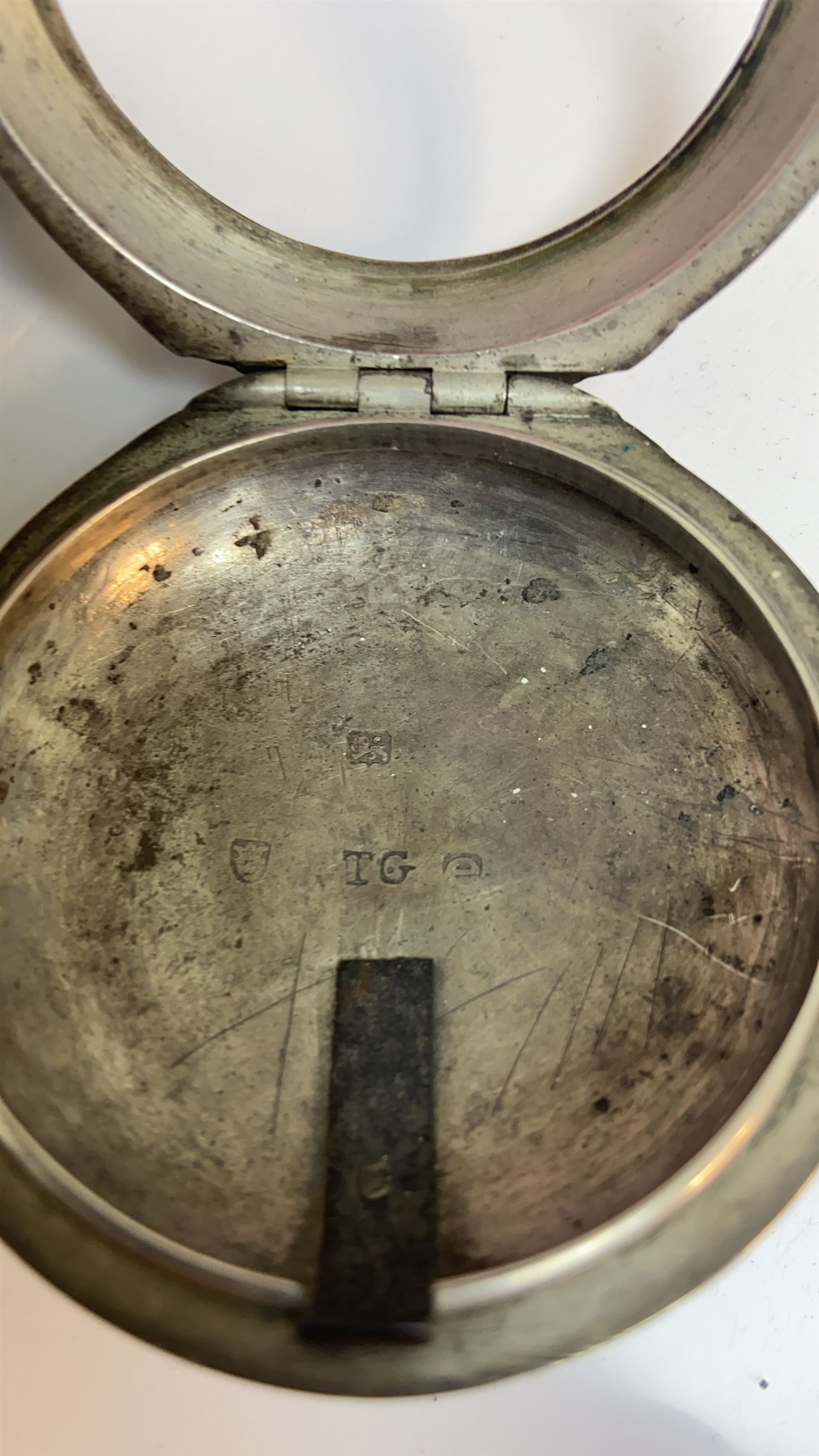 George III silver pair cased verge fusee pocket watch by John Richards, London, pierced and engraved balance cock, white enamel dial with Arabic numerals, bull's eye glass, case by Thomas Gosling, London 1778/80