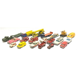 Dinky - twenty unboxed and playworn models including early lorries, Lady Penelope Fab 1, Foden lorry, Mercedes-Benz LP 1920 lorry, Mighty Antar Tank Transporter, emergency vehicles, two Bedford vans, two Transit vans etc