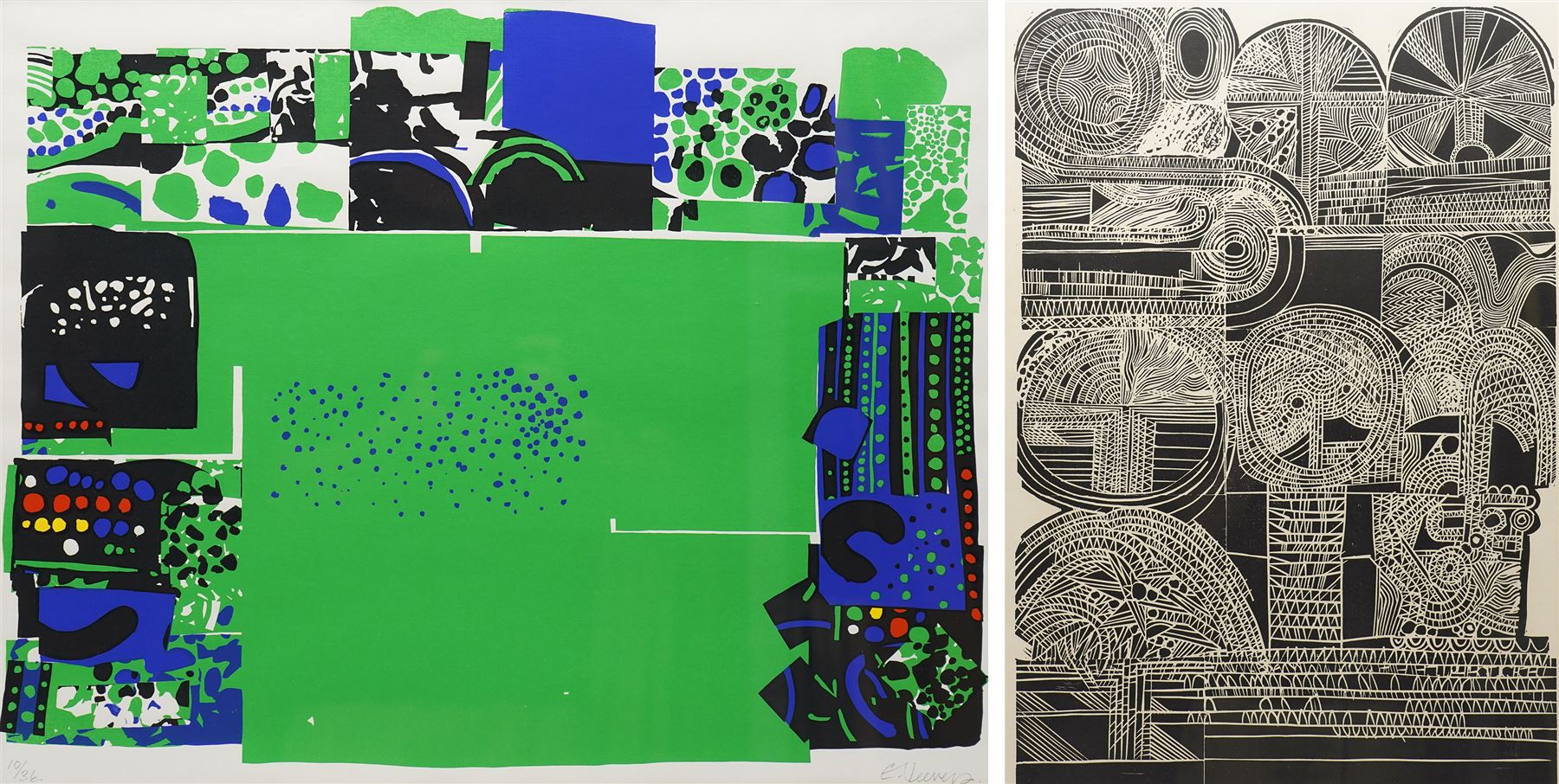 Chris Neaves (British 20th century): Park and Monochrome Abstract, two limited edition lithographs signed and numbered 10/36 and 5/24 in pencil max 58cm x 39cm (2)