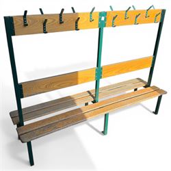 Industrial 'School' changing seat with coat hooks