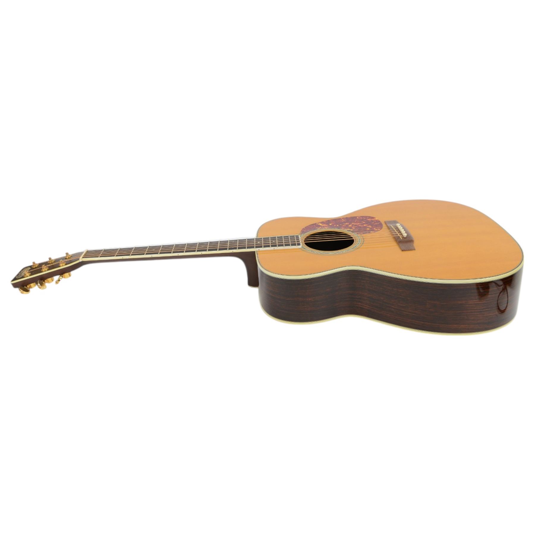 1977 Martin M-38 prototype X-38-B acoustic guitar formerly owned by John Pearse, with ebony fingerboard and inlaid mother of pearl Martin and Co logo to headstock, spruce top, serial no. 389327, bound fingerboard back and sides, original pegs, with John Pearse collection certificate of authenticity, contained within original Martin hard case with plush blue velvet interior

Notes: As illustrated on page 74 Martin Guitars: A Technical Reference, R Johnston & Dick Boat, 2009. John Pearse was a British folk guitarist, instrumentalist, and folk singer who rose to prominence in the 1960s on BBCs guitar tuition series Hold Down a Chord. 
