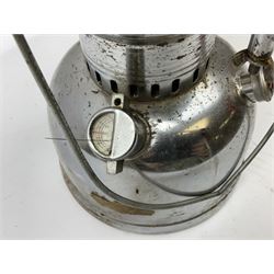 Copper and brass ship’s lamp marked ‘Anchor’, H25cm, Feuer hand storm lantern, Bialaddin Model 315 paraffin lamp and an Anchor lamp (4)