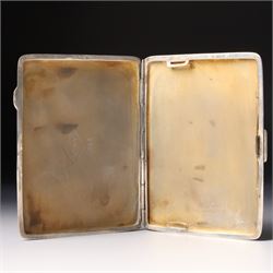 Engine turned silver cigarette case Birmingham 1935 10.5cm x 8cm and two smaller cigarette cases