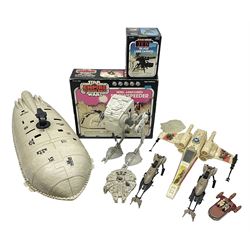 Star Wars - vintage vehicles comprising Rebel Armoured Snowspeeder and Tri-pod Laser Cannon; both boxed; Rebel Transport with 3 3/4