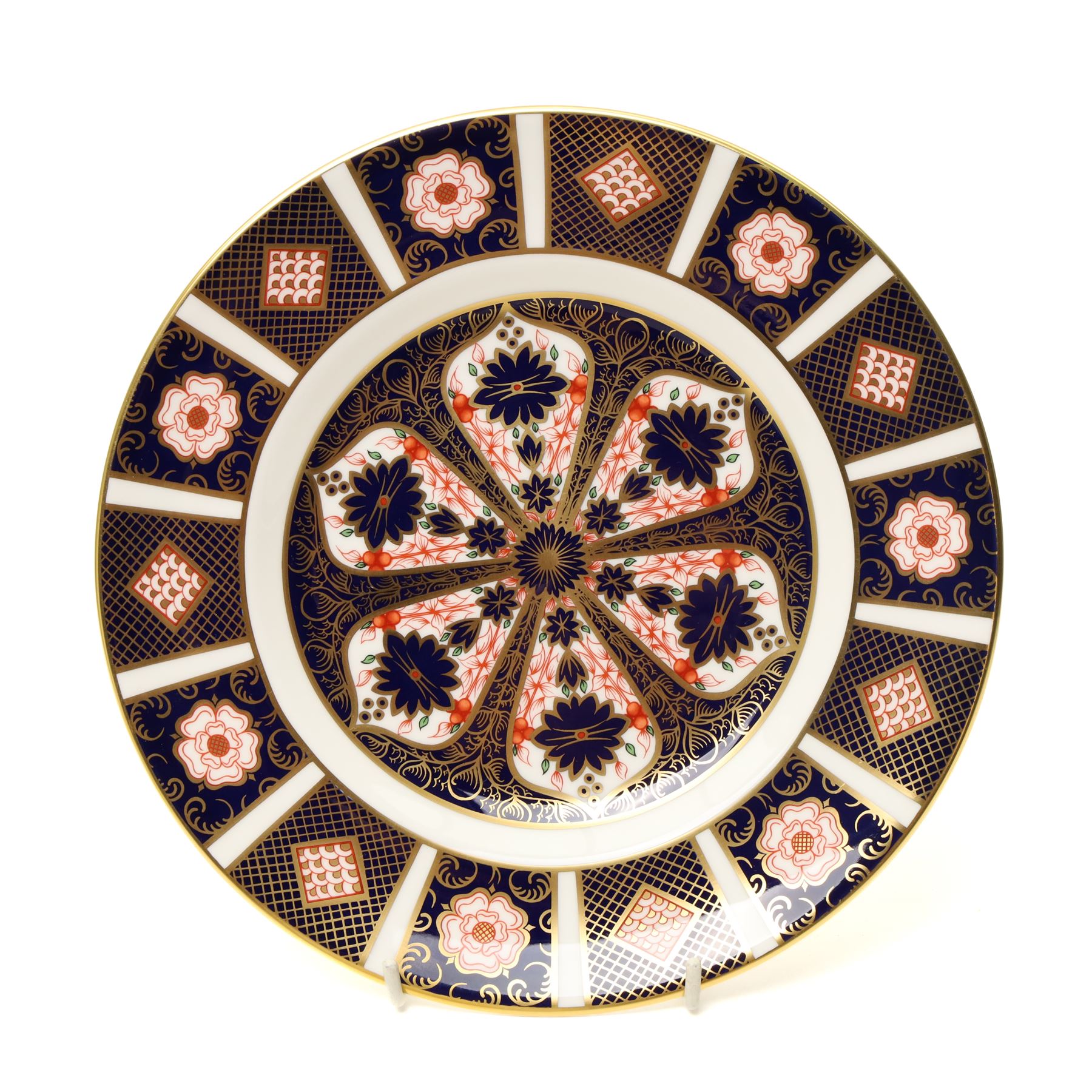 Royal Crown Derby pattern 2451 items, comprising smaller and larger coffee cans with saucers, crescent pin tray and plate (D23cm), together with a boxed Yorkshire Rose pattern plate, and a 1999 'Rabbit' year tray