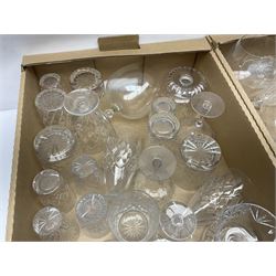 Large collection of glassware, including brandy glasses, wine glass, tumblers etc in four boxes 