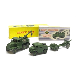 Dinky - 25-Pounder Field Gun Set No.697, in tray type display box, and Supertoys Recovery Tractor No.661, boxed with internal packaging (2)
