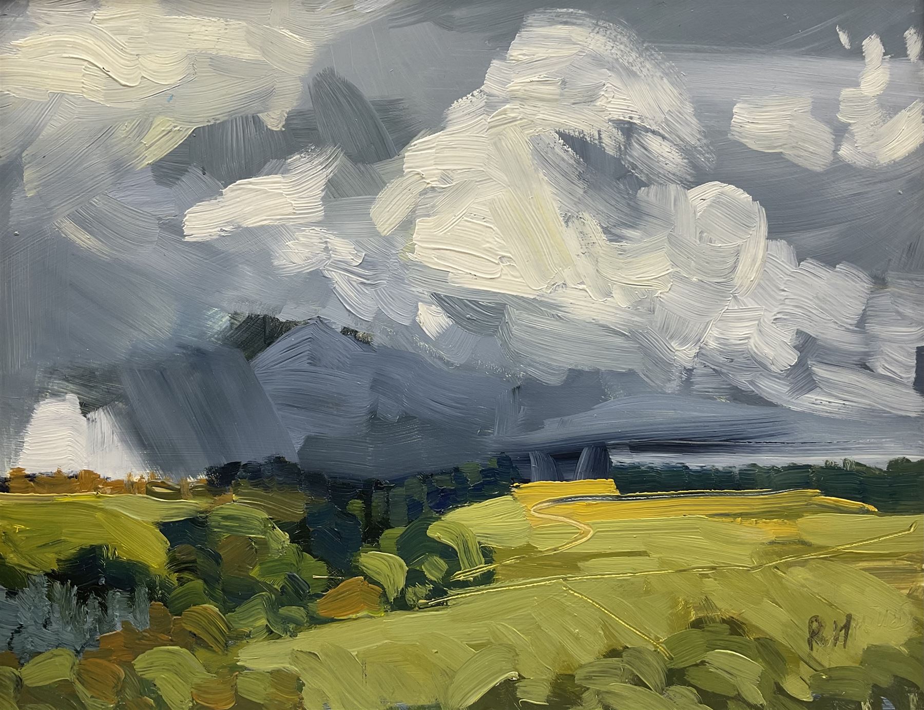 Rob Miller (British Contemporary): 'Lead Mine Clough - Anglezarke'; oil on board signed, titled verso 23cm x 29cm 