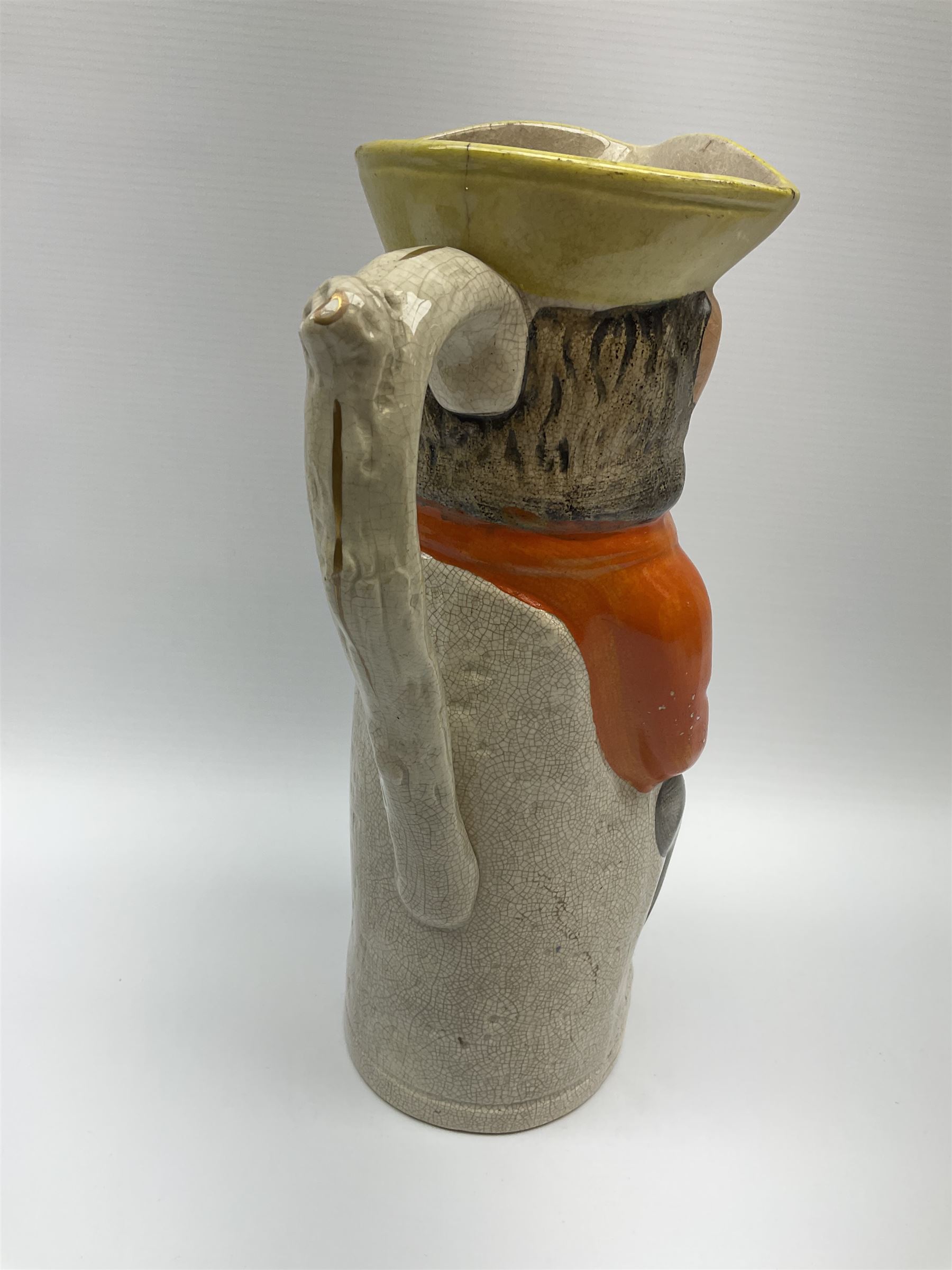 19th century Staffordshire Toby jug modelled as a monkey playing a cello H30cm. 