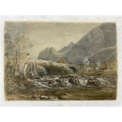 Clarkson Frederick Stanfield RA RBA (British 1793-1867): Stone Bridge, watercolour signed 24cm x 34cm; English School (19th century): York Minster from the South-east, watercolour unsigned 32cm x 47cm; Circle of Francis Nicholson (British 1753-1844): 'Killin at the Head of Loch Tay', watercolour unsigned 24cm x 36cm (3) (unframed)