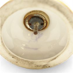 Pair of Dresden lidded vases with twin handles, decorated with flowering sprigs and a foliate boarder, H25cm