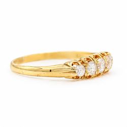 Early 20th century 18ct gold diamond ring, set with five old cut diamonds, total diamond weight approx 0.35 carat