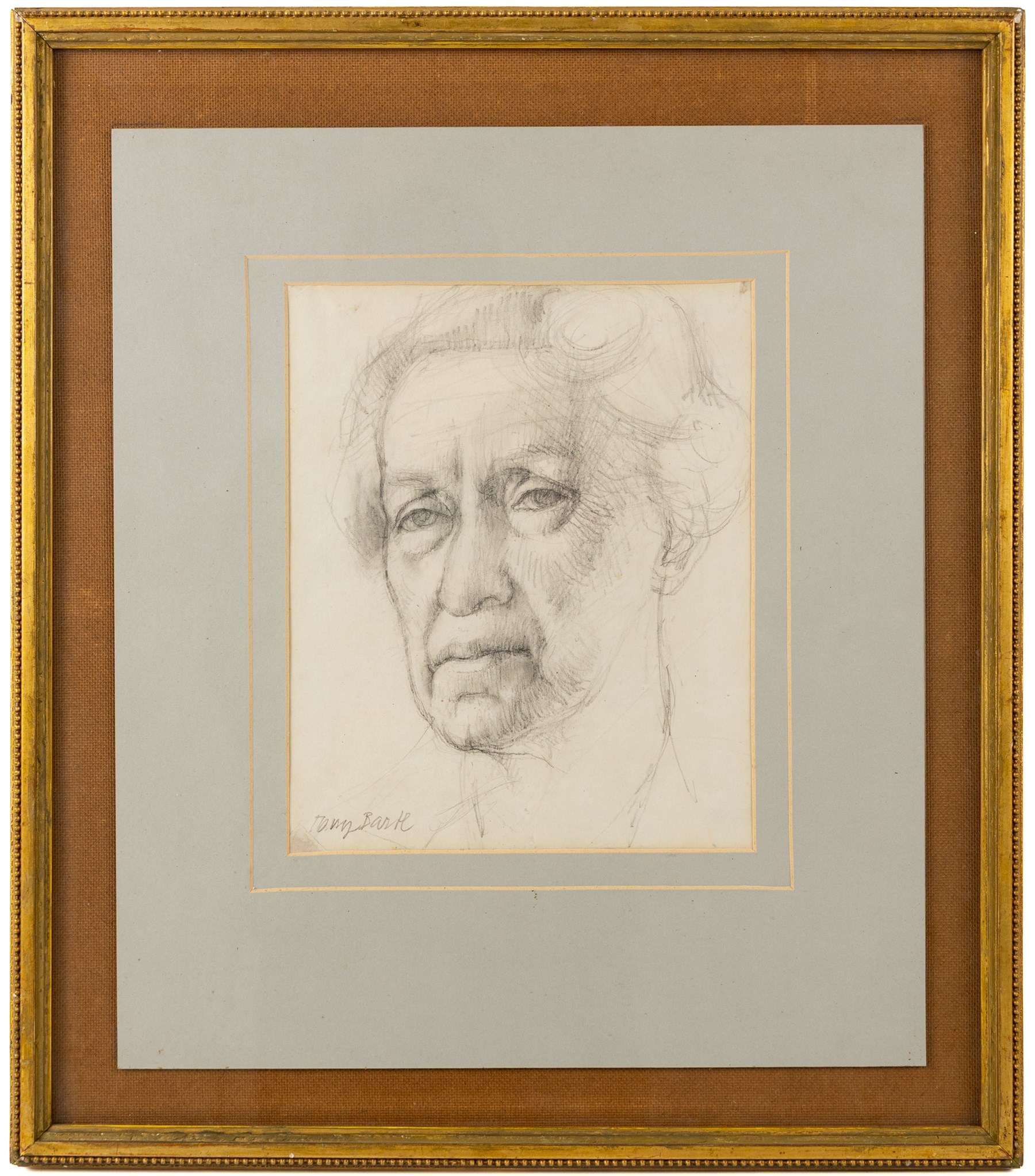 Tony Bartl (Czech 1912-1998): Portrait of an Elderly Woman and Female Nude, two pencil drawings signed max 34cm x 22cm (2)