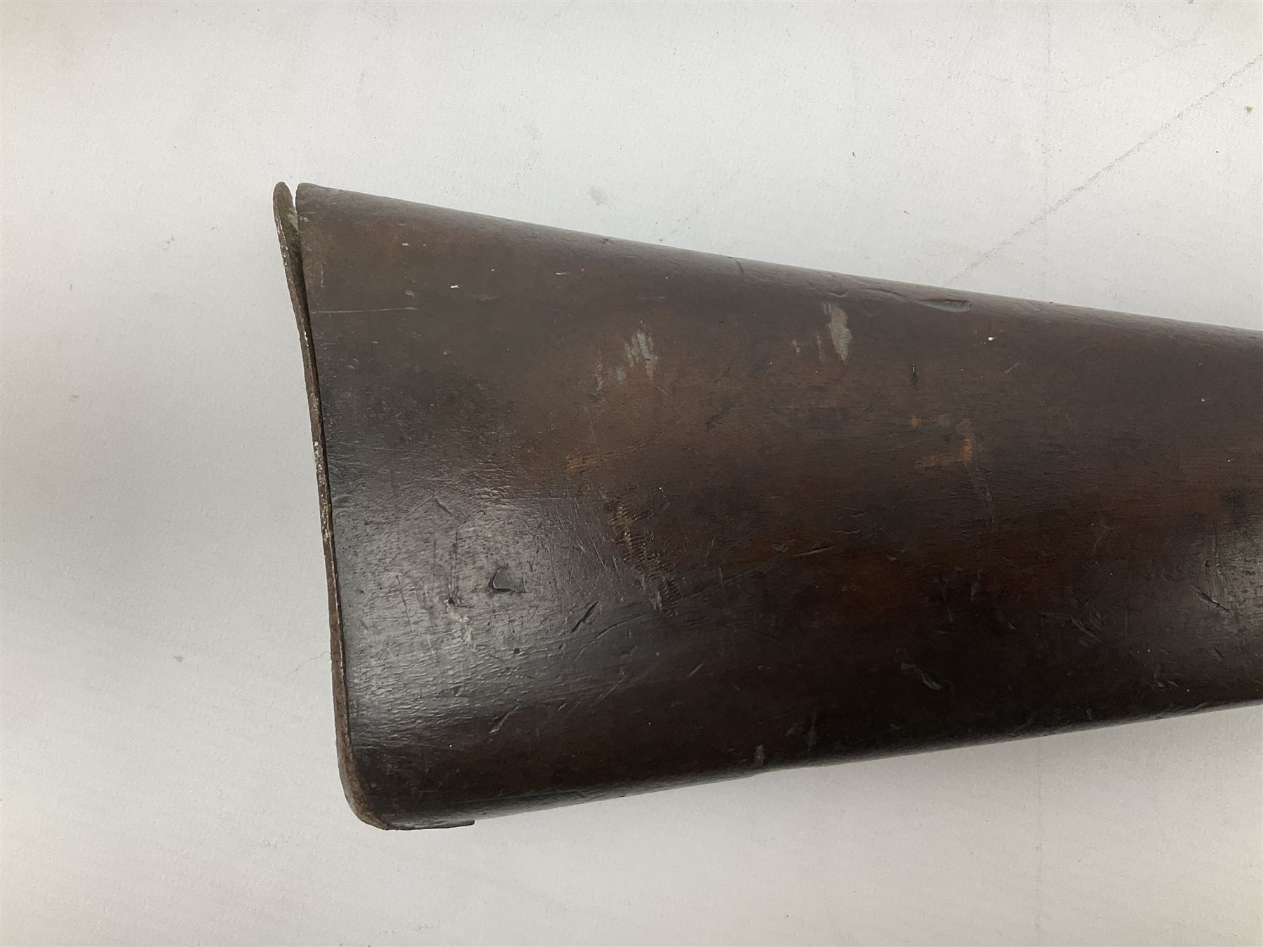 19th century 12-bore single barrel shotgun with Krnka/Werndl type action (converted from a percussion action rifle) with 77cm barrel, L122cm overall RFD ONLY