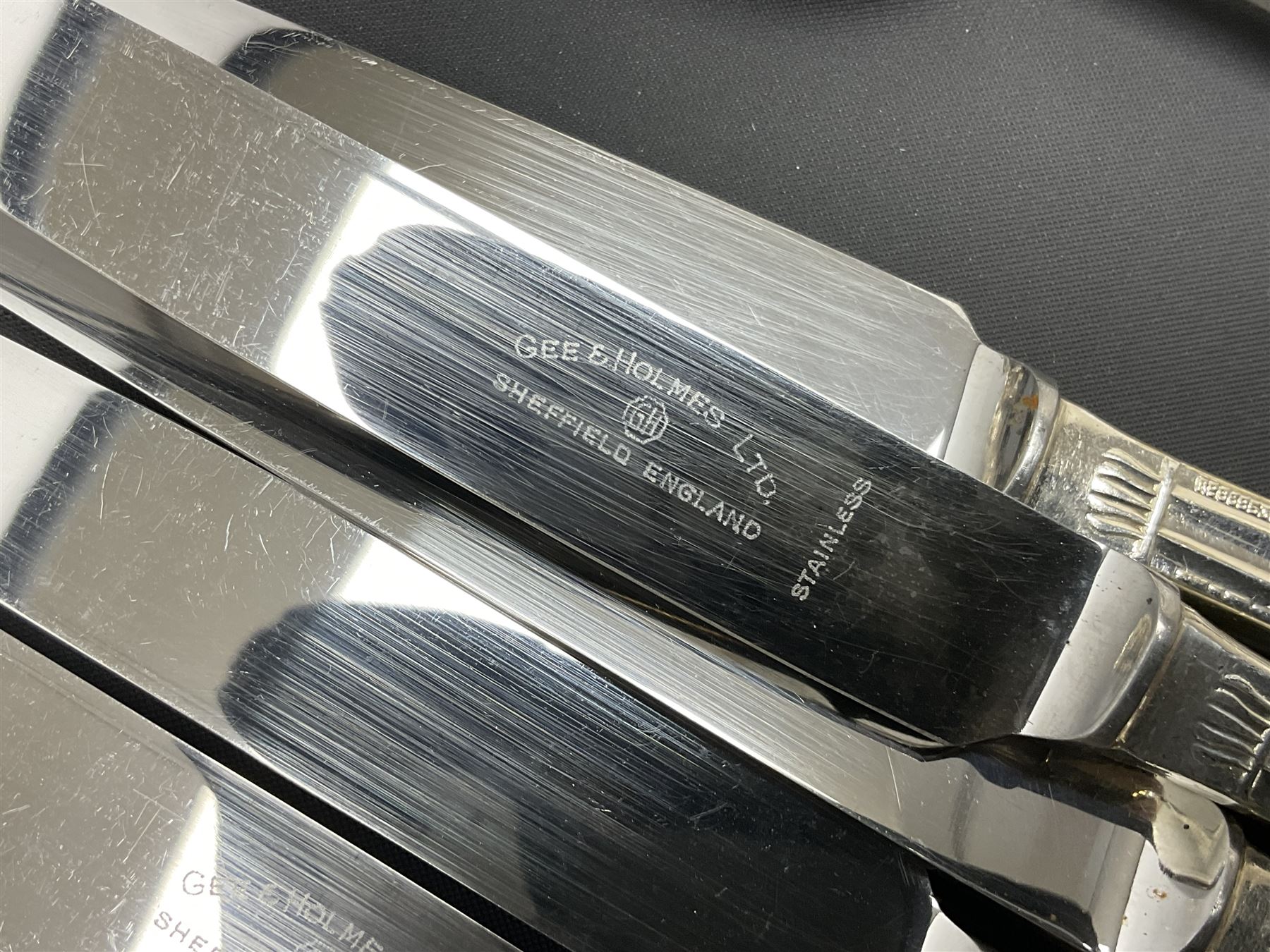 Gee & Holmes Ltd Elizabethan pattern part canteen of silver plated cutlery, stamped GH Heritage Plate