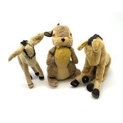 Three 1950s Merrythought animals comprising Disney Thumper rabbit standing on hind legs with revolving head H13