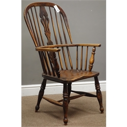  19th century Windsor chair, stick and pierced splat back, turned supports  