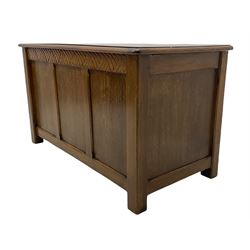 Early 20th century oak blanket box, hinged top, panelled front