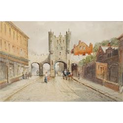 John Wynne Williams (British fl.1900-1920): Micklegate Bar - York, watercolour signed 23cm x 35.5cm