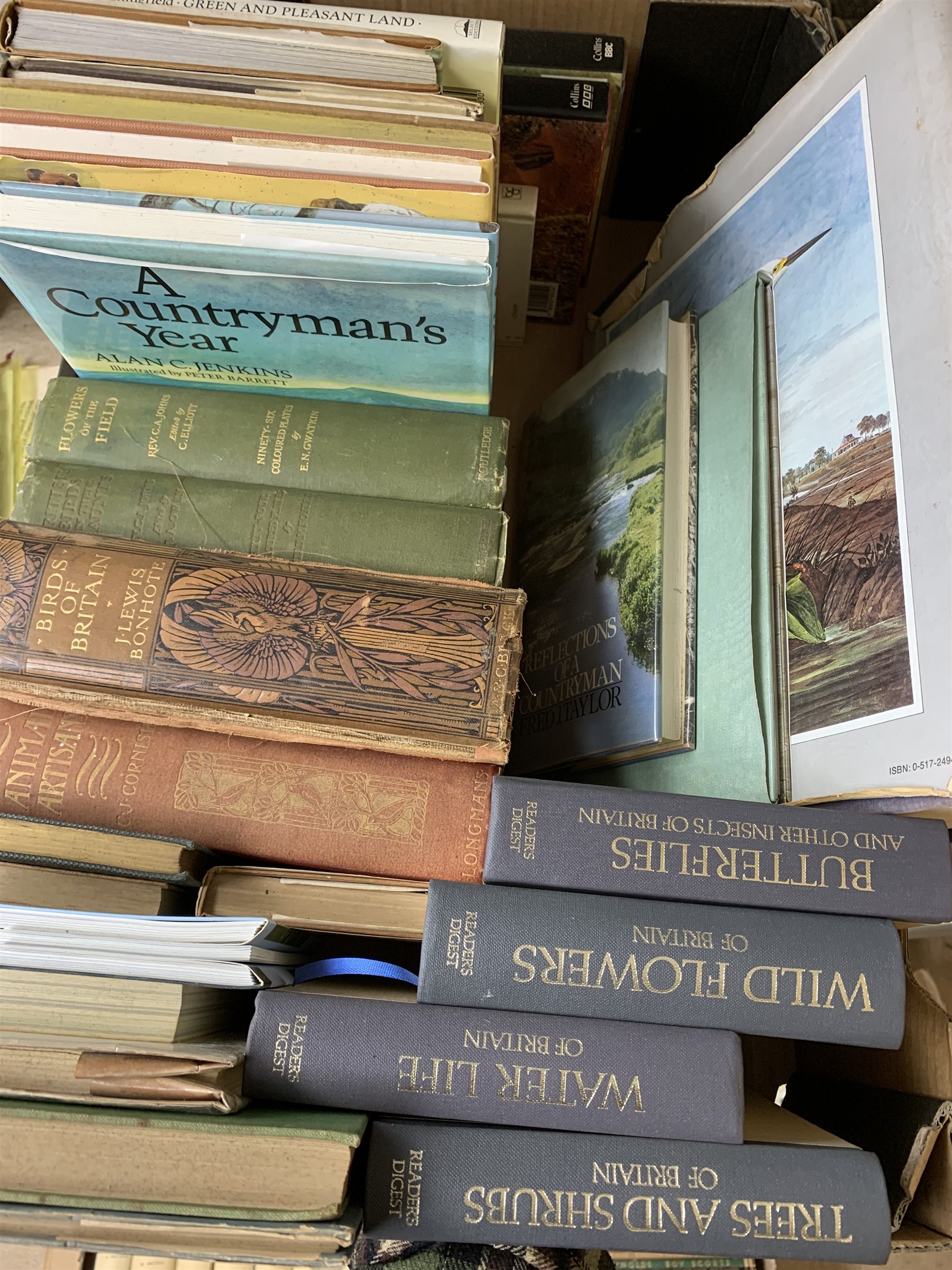  Fishing - Kenneth Mansfield, The Art of Angling: reprinted 1957, in 3 vols, Fine Angling For Coarse Fish, pub. 1930, Muriel Foster's Fishing Diary, Trout Fishing from all Angles, The Complete Fly-Fisher, other fishing books and quantity of books on Natural History, in three boxes  