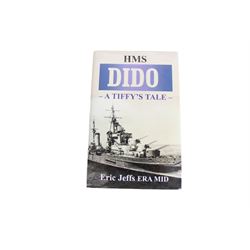 Two ship models in display cases; HMS Repulse, 1941 and HMS Dido, 1939, together with a book about HMS Dido, largest H27cm 
