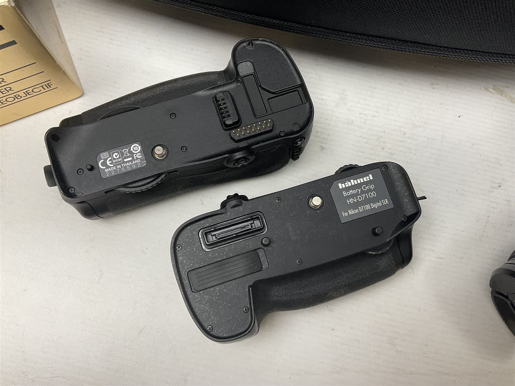 Nikon D7100 camera body, serial no 4370016, with Nikon 'AF-S Micro Nikkor 60mm 1:2.8G ED' lens serial no 234883 and battery Grip HN-D7100, with Lowepro camera bag  