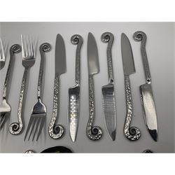 Artisan 24 piece stainless steel cutlery set in the Hammered Shell pattern