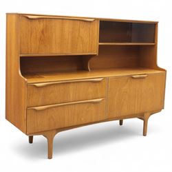 Sutcliffe of Todmorden - Mid 20th century teak highboard, ‘S-Form’ range, the upper sectio...