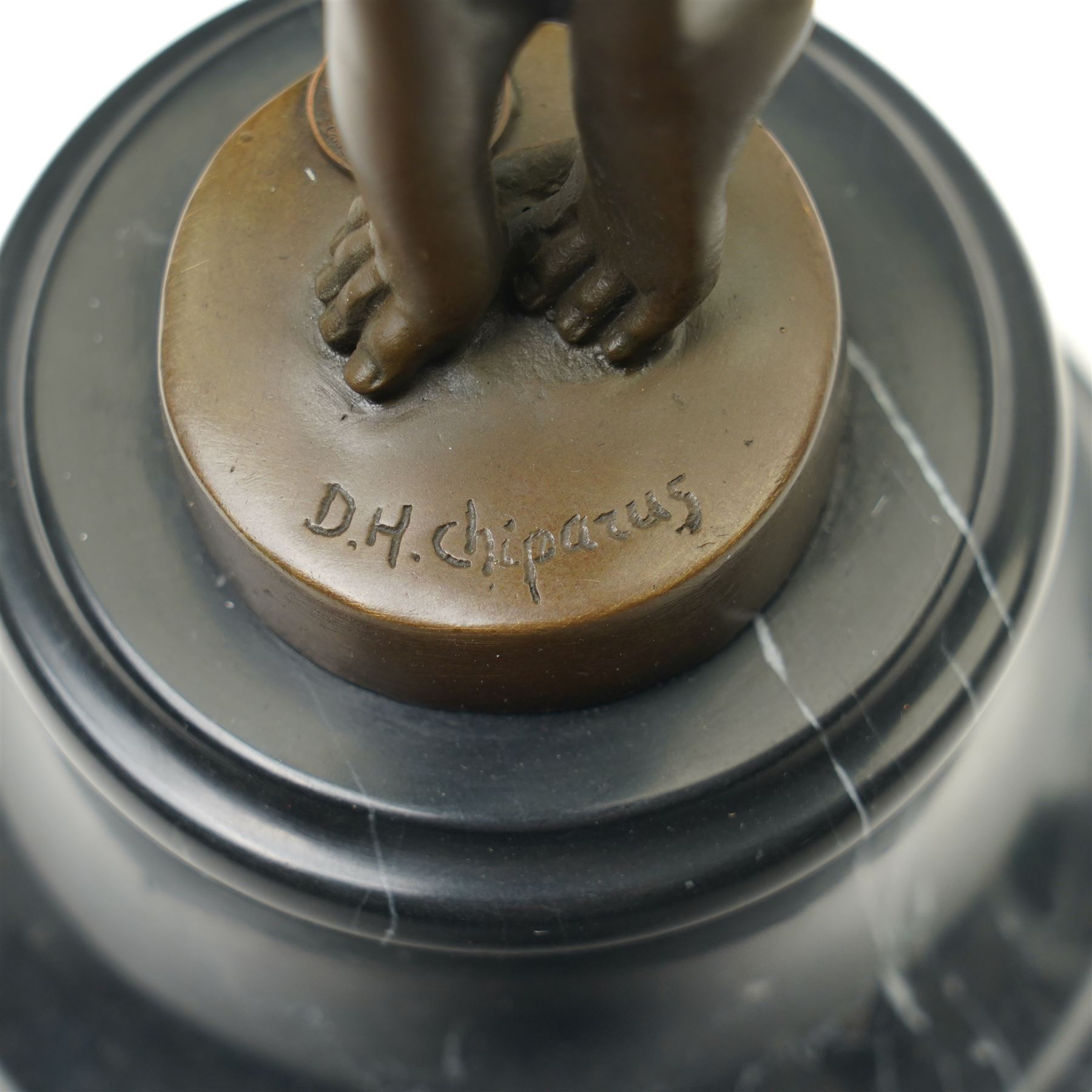 After Chiparus - Art Deco style bronze figure 'Illusions' on marble base H49cm