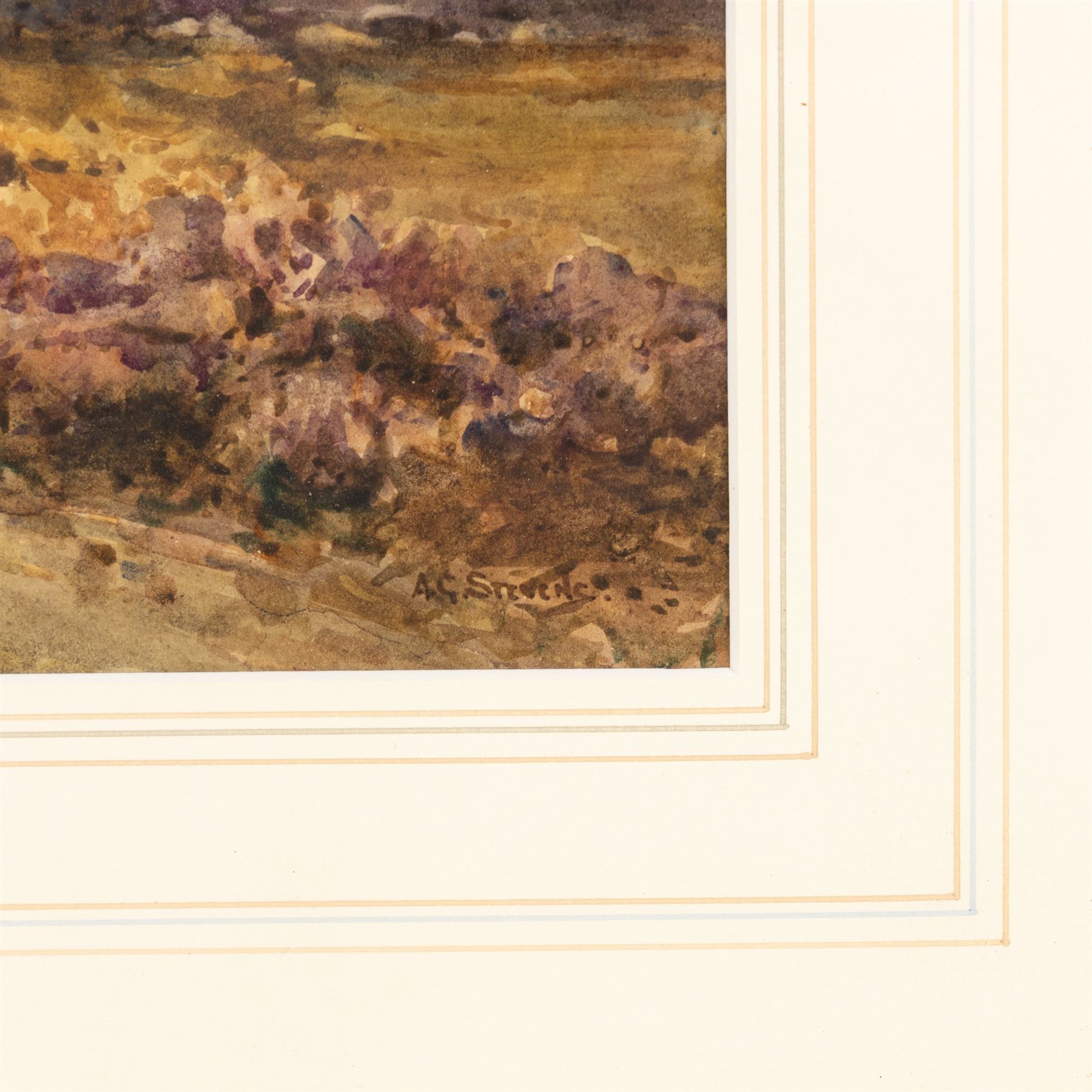 Albert George Stevens (Staithes Group 1863-1925): Figures on the Moors near Glaisdale, watercolour signed 24cm x 30cm
Provenance: sold Hartleys Ilkley 4th April 2012 Lot 667