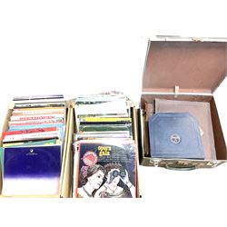 Quantity of vinyl records to include predominantly classical examples, folder of HMV Gilbert and Sullivan 'The Mikado', Vivaldi, Mozart etc and two cases