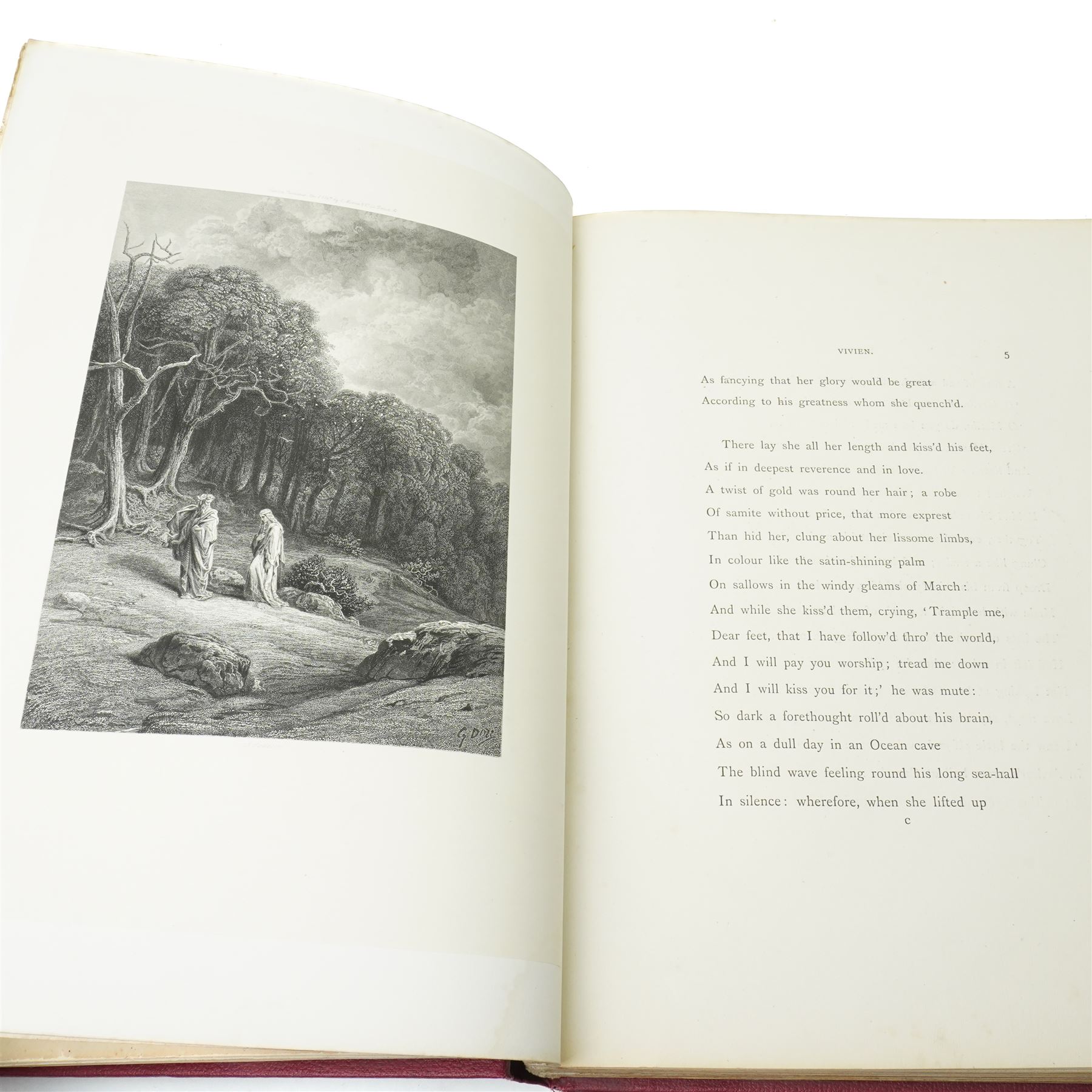  Tennyson, Alfred - 'Vivien' - Illustrated by Gustave Dore, Published by Edward Moxon and Co. 1867 - A Folio Edition complete with prints, all edges gilt in red and gilt boards
