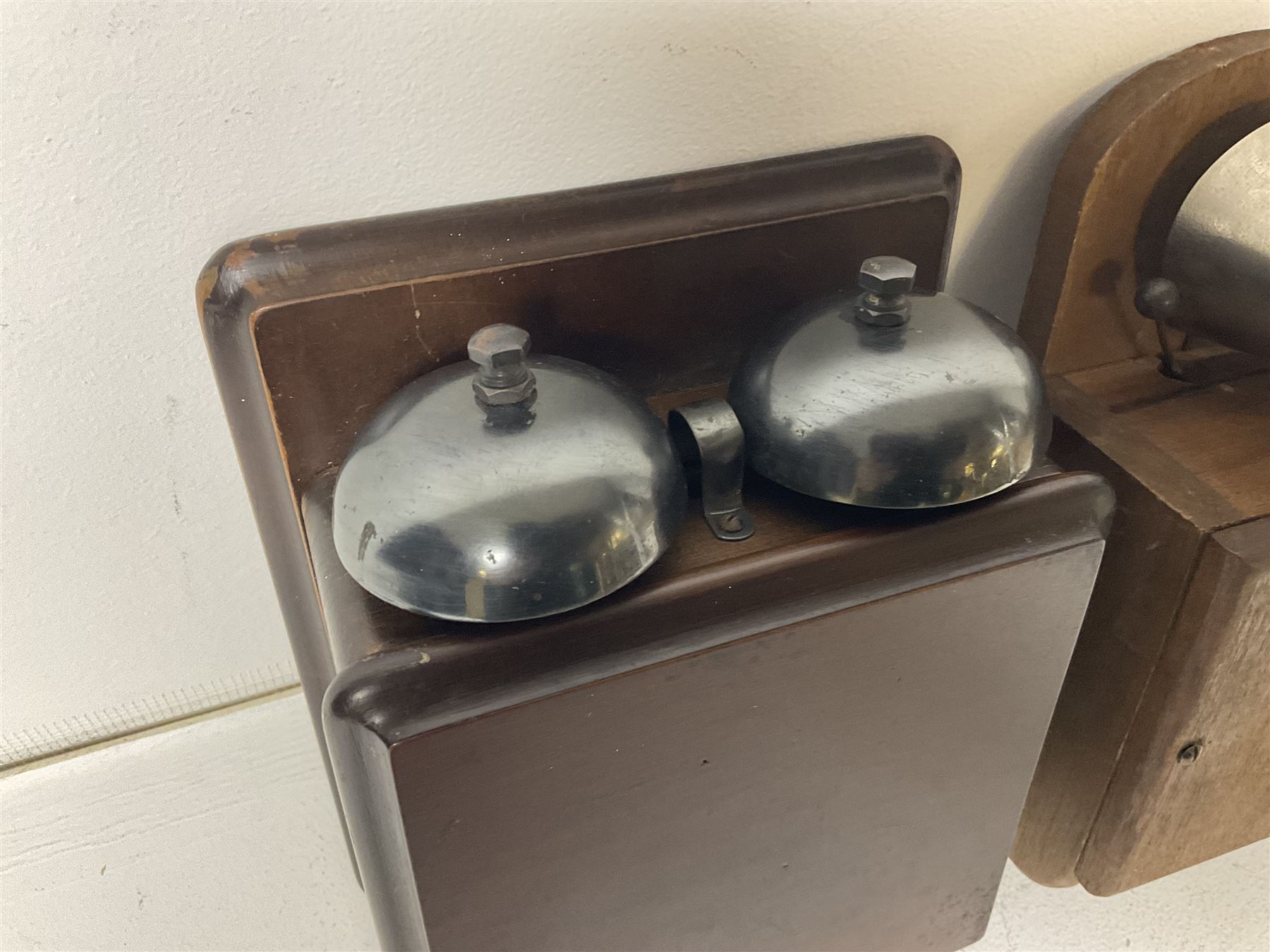 Two GPO wall mounted bell boxes, the first example marked no.1, and no.1A, together with three other wall mounted bell boxes 