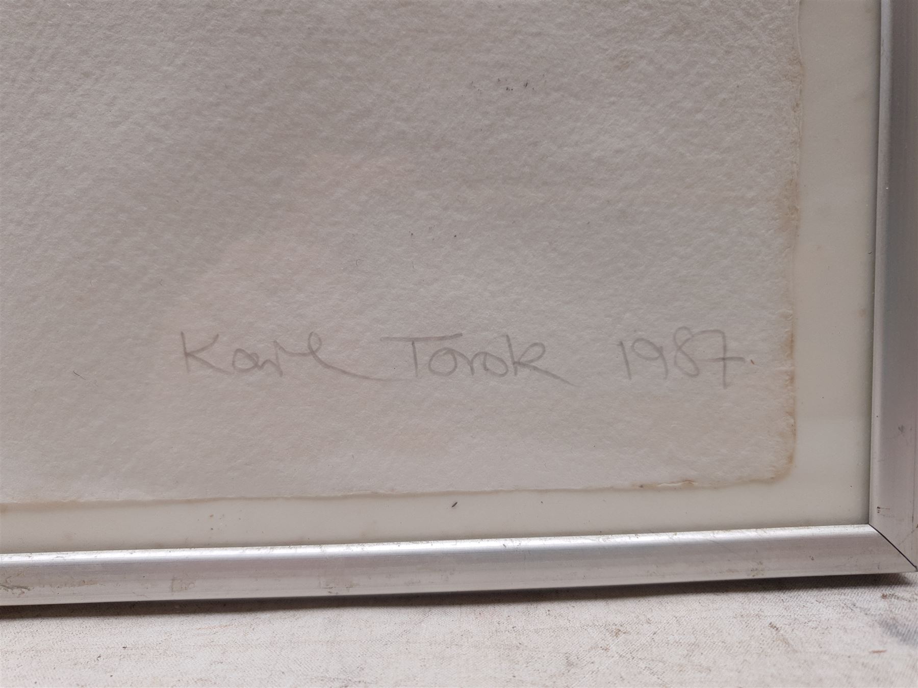 Karl Torok (Bradford 1950-2015): 'Rhododendron Path', fabric print signed titled numbered 1/15 and dated 1987 in pencil 30cm x 22cm (76cm x 55cm full sheet)